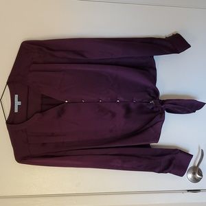 100% Silk Antonio Melani Purple Long Sleeve Blouse